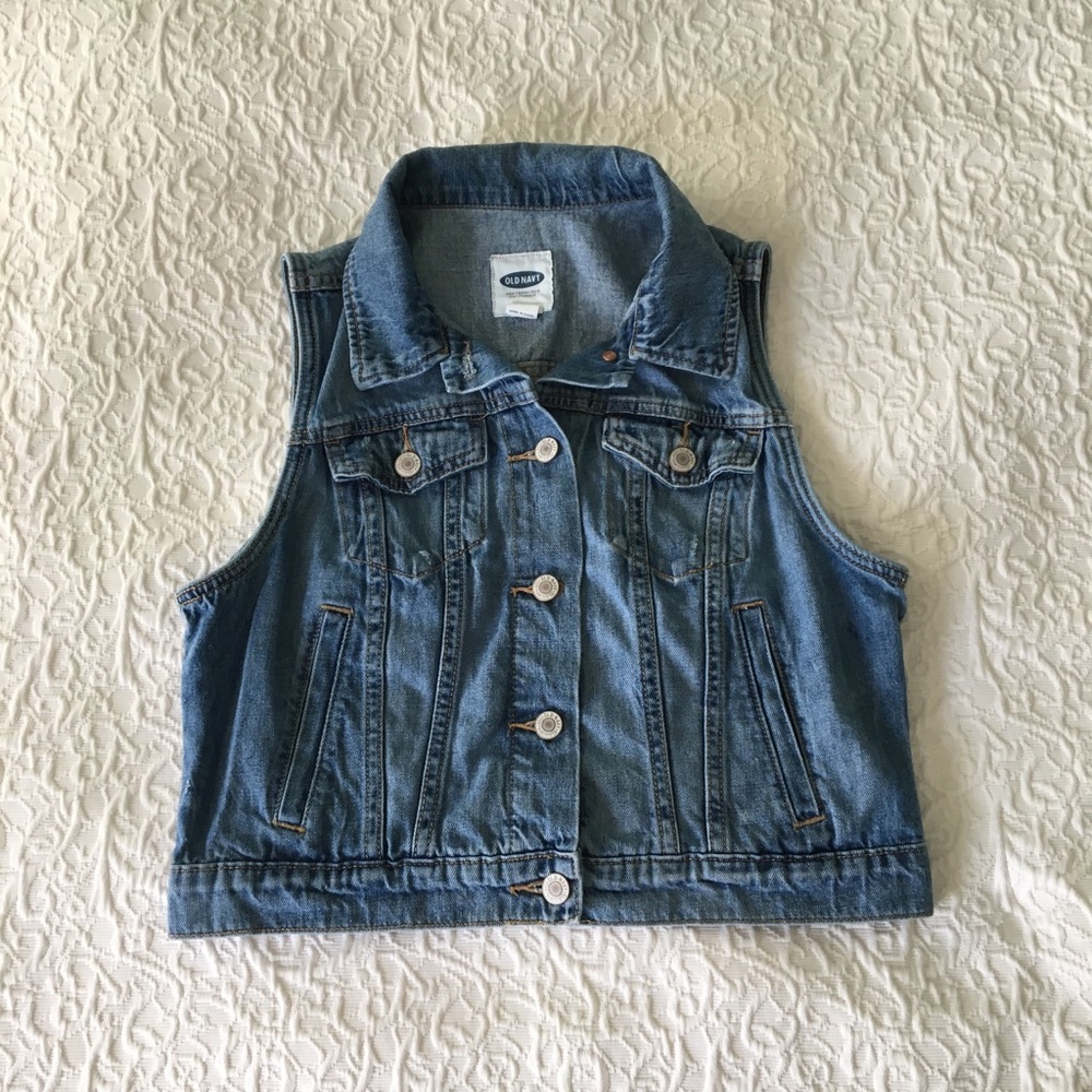 ADORABLE Distressed Denim Vest | Old Navy